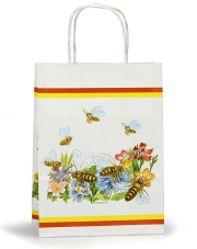 Papieren tas met bijen en planten kopen bij Imkerij De Linde