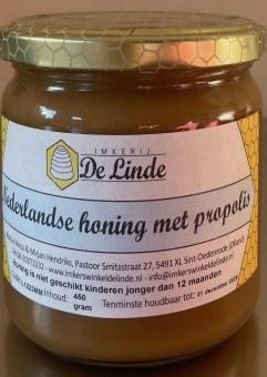 Nederlandse honing met propolis 450 gram kopen bij Imkerij De Linde