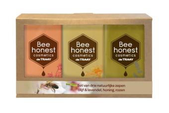 Geschenkverpakking Bee Honest 3 x 100 gram zeep kopen bij Imkerij De Linde