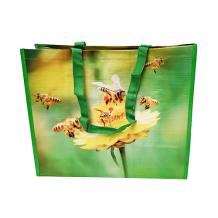Groene herbruikbare tas met bijen kopen bij Imkerij De Linde