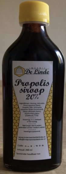 5 stuks Propolissiroop 20% 200 ml kopen bij Imkerij De Linde