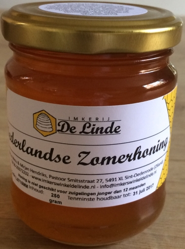 Nederlandse zomerhoning 250 gram kopen bij Imkerij De Linde