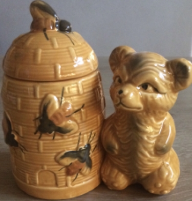 honingpotje keramiek met beer kopen bij Imkerij De Linde